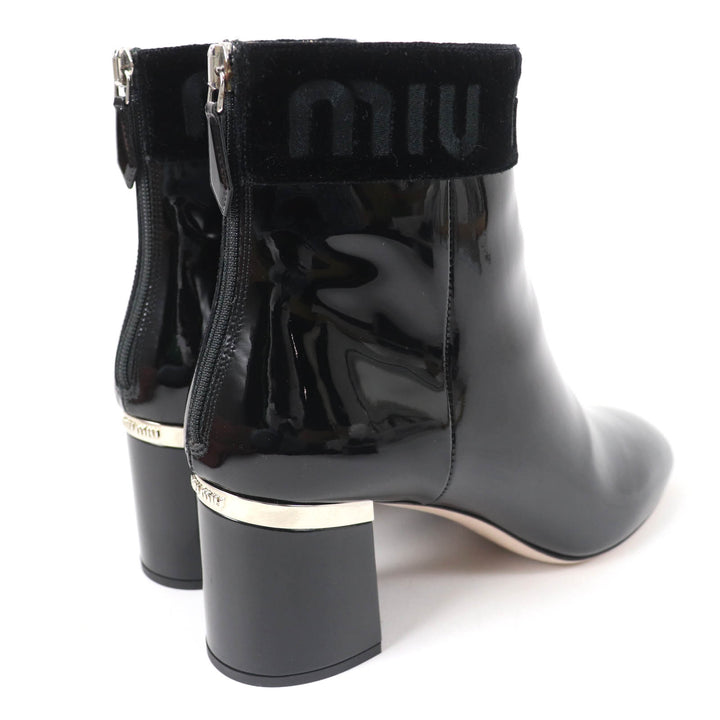 Pristine MIUMIU short boots With logo black Patent leather Women 38.5 5T154C