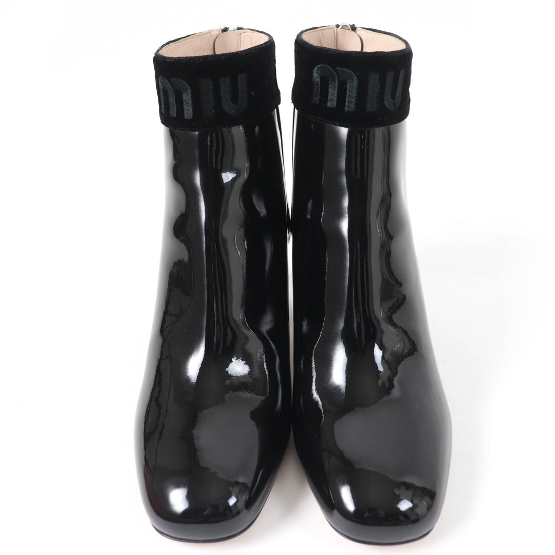 Pristine MIUMIU short boots With logo black Patent leather Women 38.5 5T154C