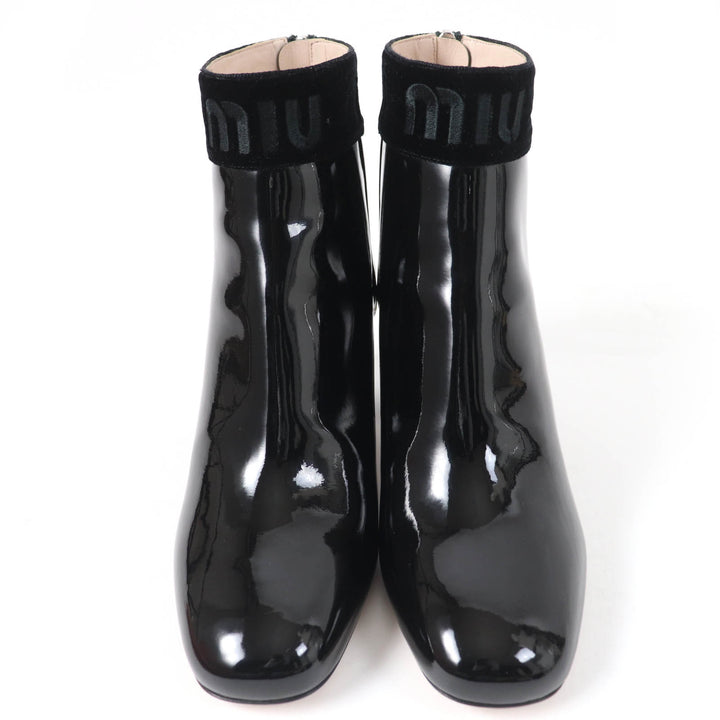 Pristine MIUMIU short boots With logo black Patent leather Women 38.5 5T154C