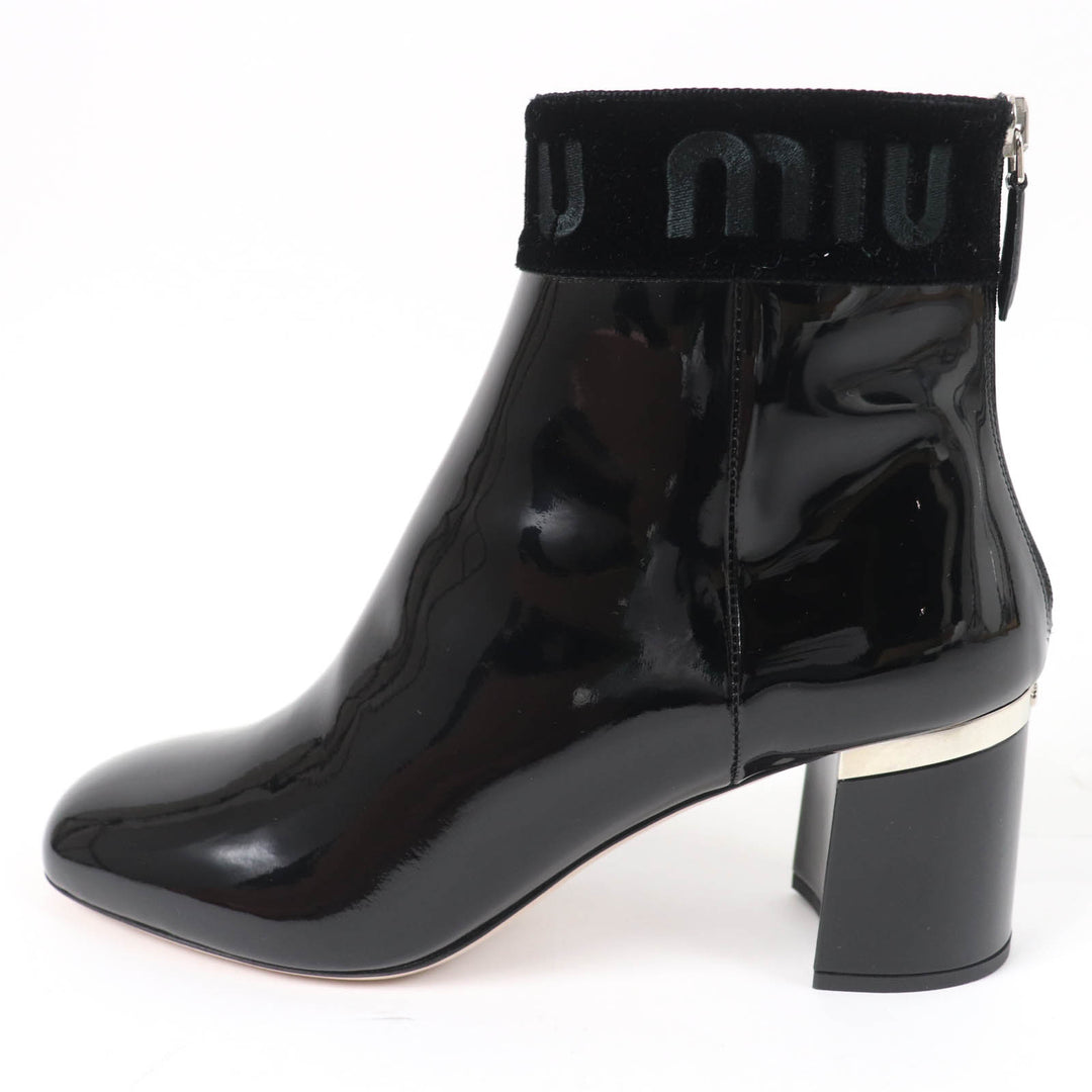 Pristine MIUMIU short boots With logo black Patent leather Women 38.5 5T154C