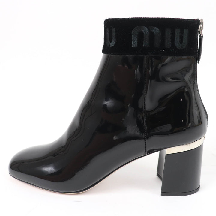 Pristine MIUMIU short boots With logo black Patent leather Women 38.5 5T154C