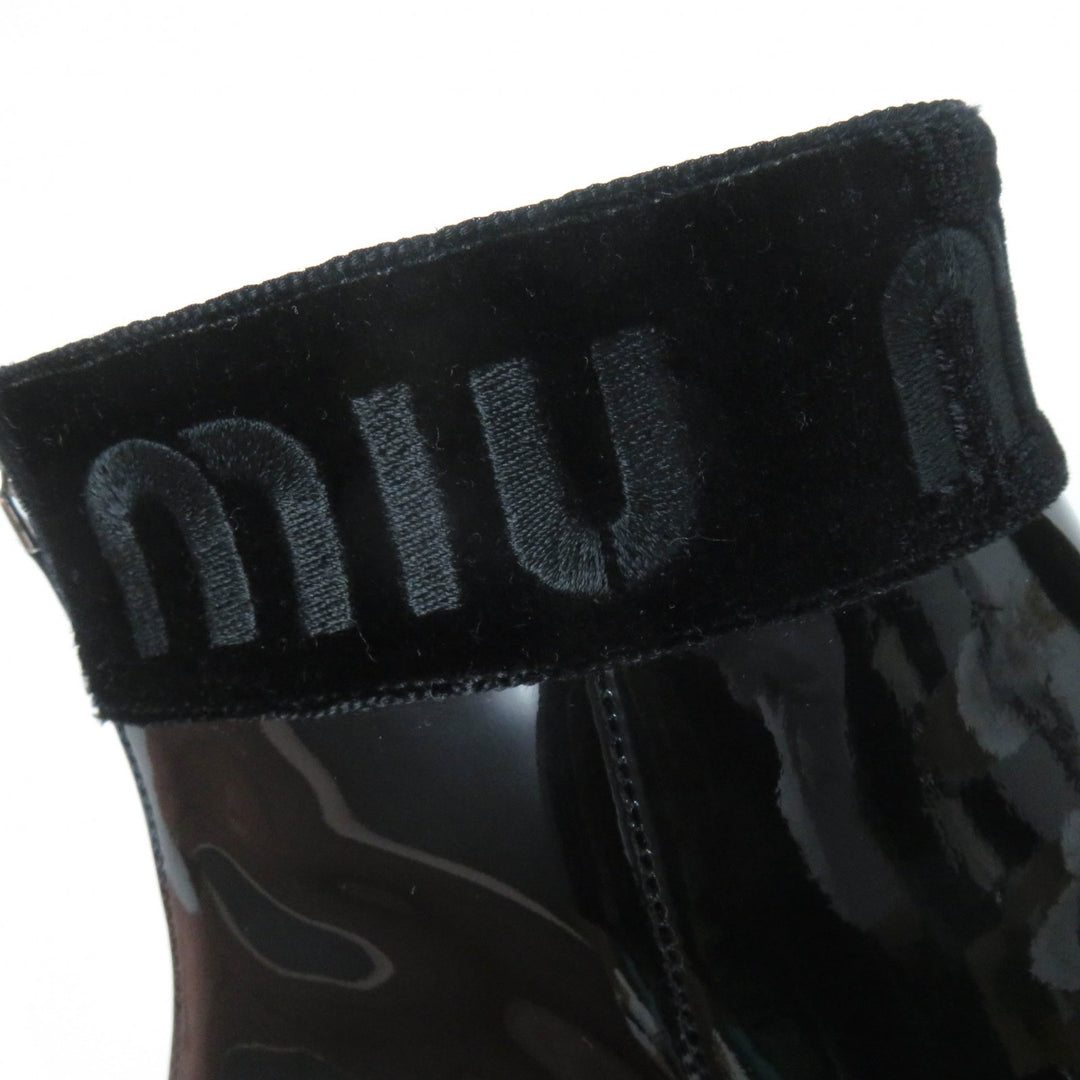 Pristine MIUMIU short boots With logo black Patent leather Women 38.5 5T154C