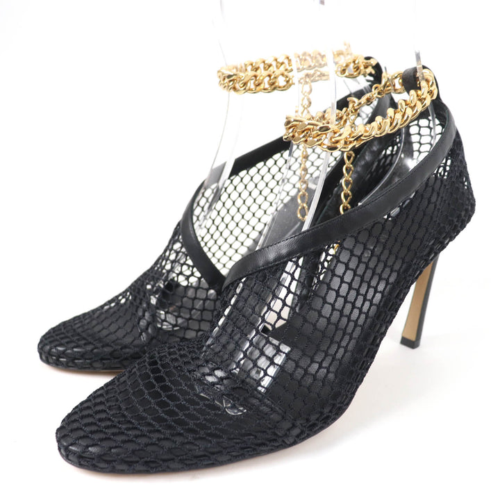 Pristine BOTTEGAVENETA pumps Chain trim mesh black Women 37