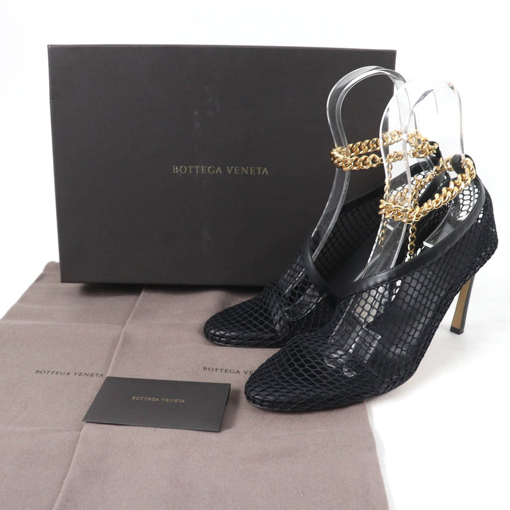 Pristine BOTTEGAVENETA pumps Chain trim mesh black Women 37