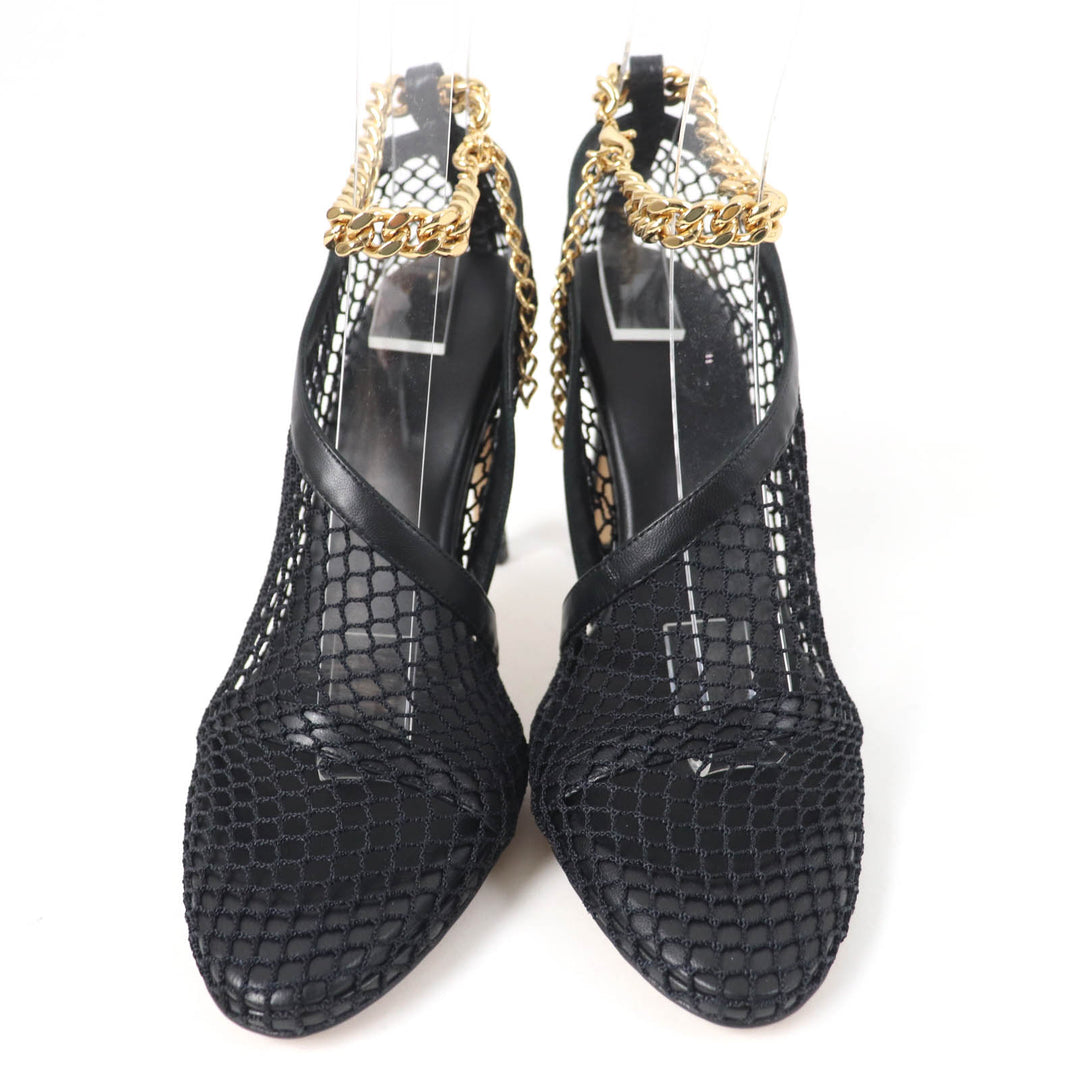 Pristine BOTTEGAVENETA pumps Chain trim mesh black Women 37