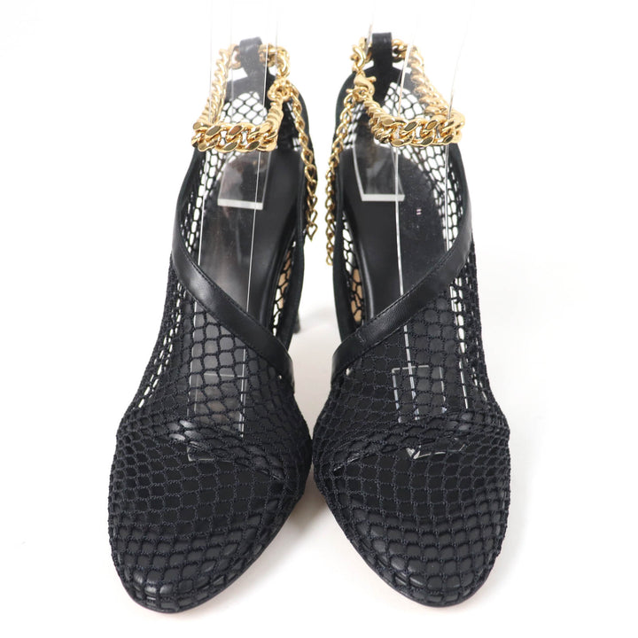 Pristine BOTTEGAVENETA pumps Chain trim mesh black Women 37