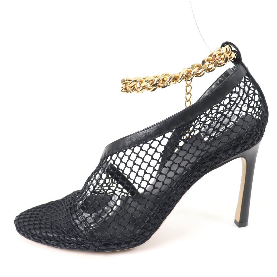 Pristine BOTTEGAVENETA pumps Chain trim mesh black Women 37