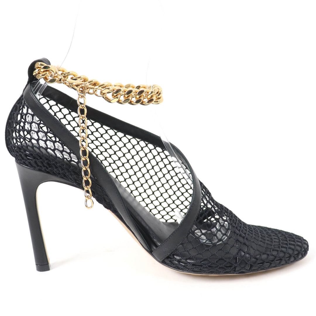 Pristine BOTTEGAVENETA pumps Chain trim mesh black Women 37