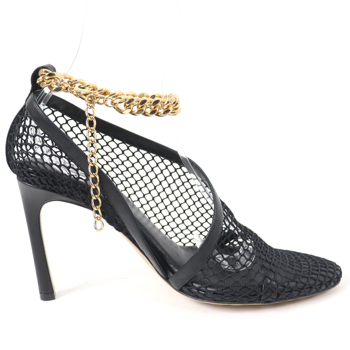 Pristine BOTTEGAVENETA pumps Chain trim mesh black Women 37