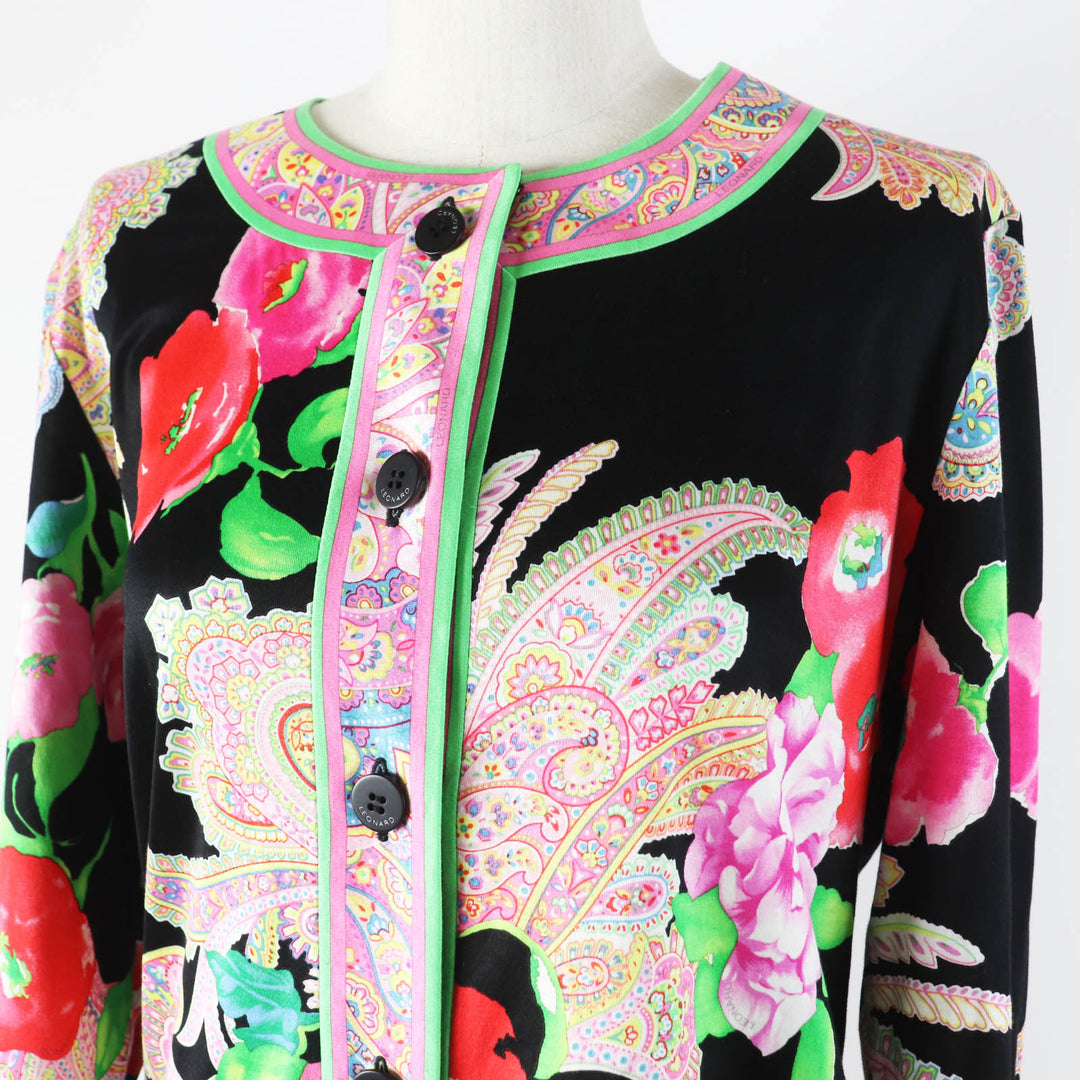 Excellent LEONARD FASHION two-piece set Paisley Pattern Floral Print Cardigan/Skirt Multi cotton Women 0339183 0332102