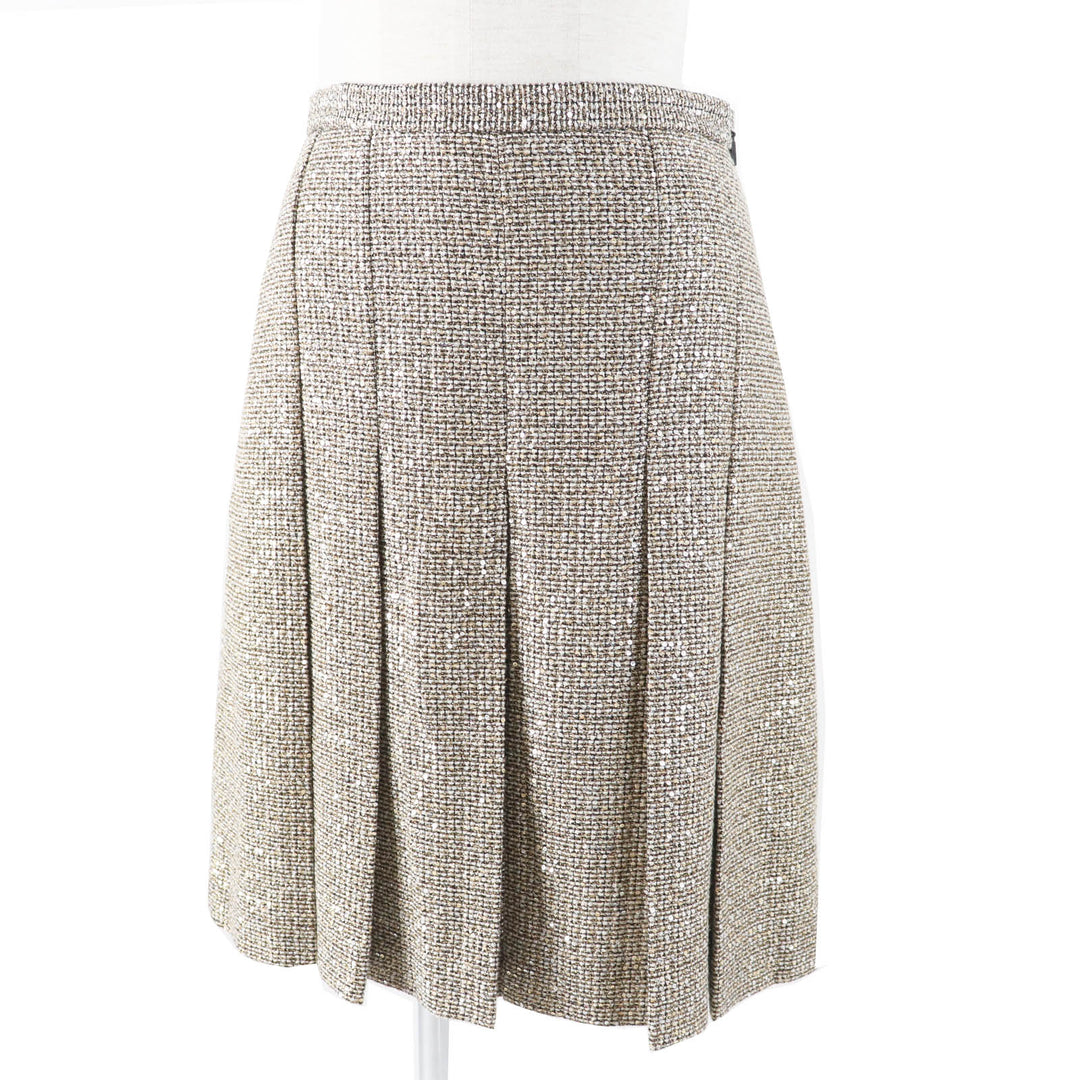 Excellent GUCCI Pleated skirt All-over sequins Gold series Women 40 545461