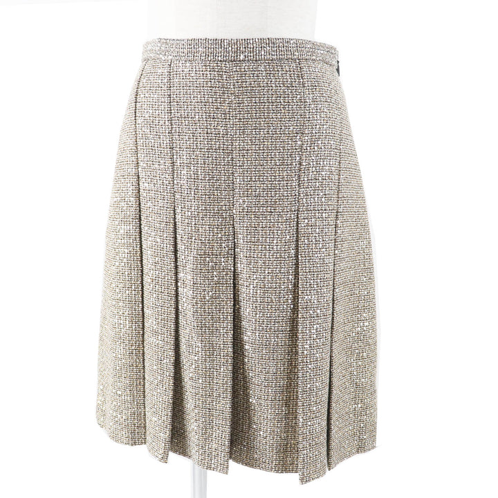 Excellent GUCCI Pleated skirt All-over sequins Gold series Women 40 545461