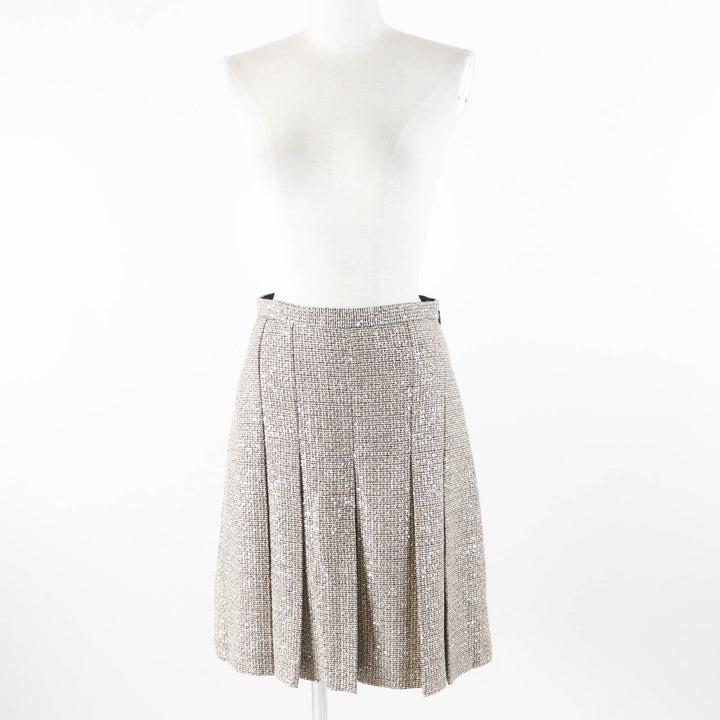 Excellent GUCCI Pleated skirt All-over sequins Gold series polyester Women 40 545461