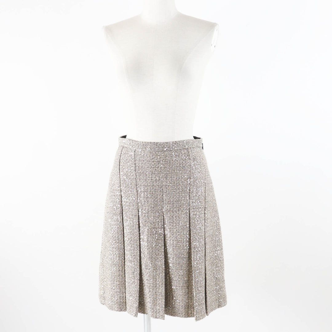 Excellent GUCCI Pleated skirt All-over sequins Gold series Women 40 545461