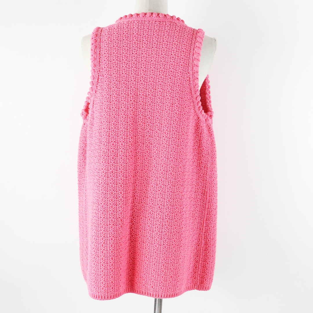 Excellent CHANEL Best COCO Mark buttoned front open long length pink Women 34