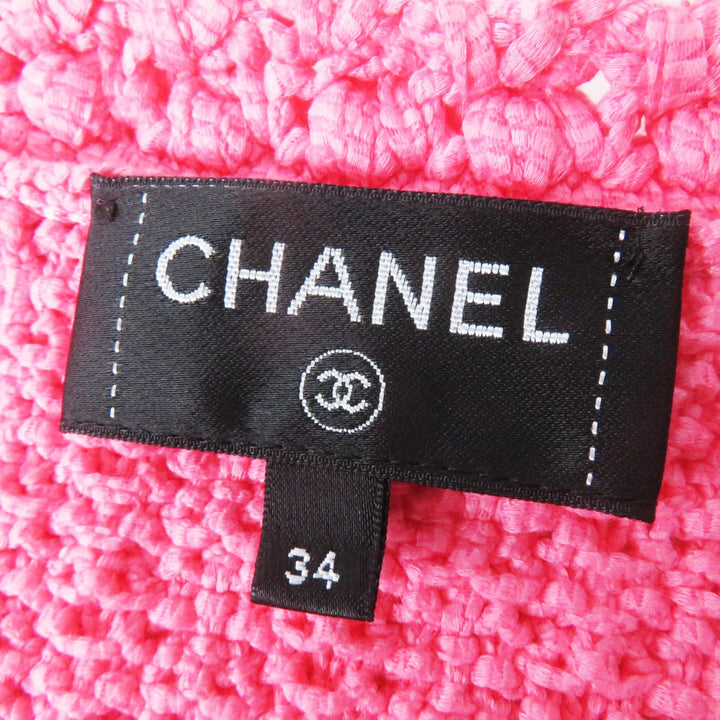 Excellent CHANEL Best COCO Mark buttoned front open long length pink Women 34