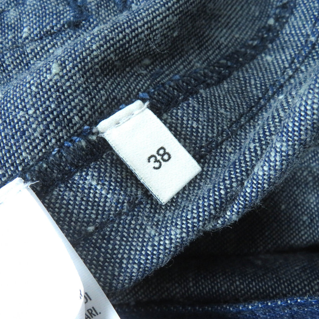 Excellent GUCCI skirt Web line GG logo button Denim Indigo blue Women 38 521009