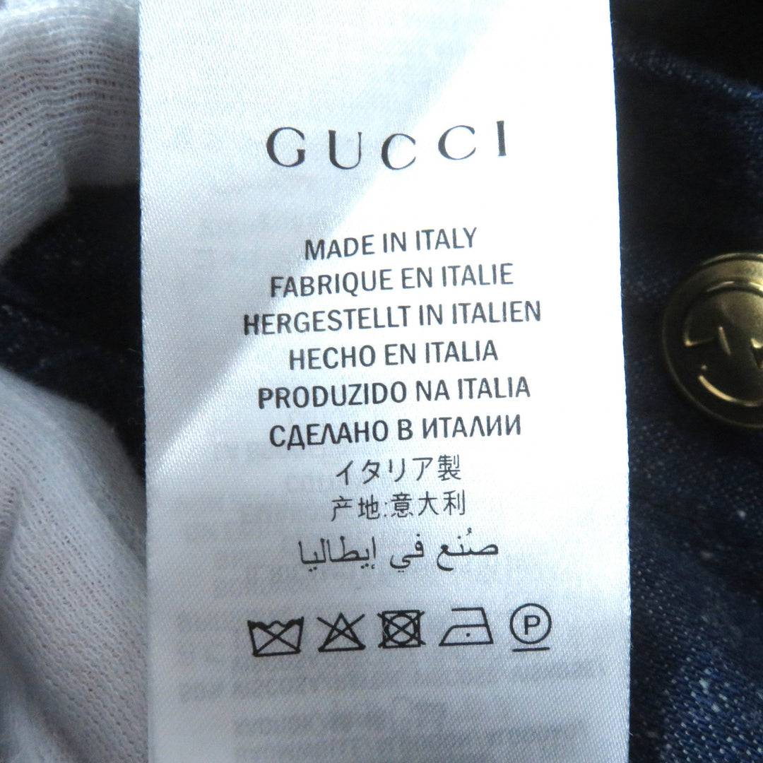 Excellent GUCCI skirt Web line GG logo button Denim Indigo blue Women 38 521009