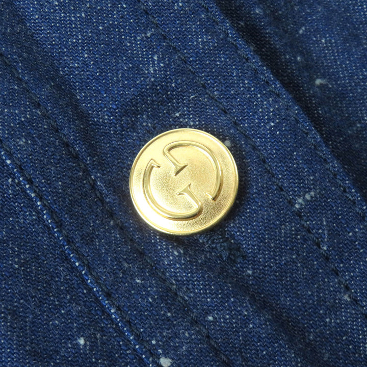 Excellent GUCCI skirt Web line GG logo button Denim Indigo blue Women 38 521009