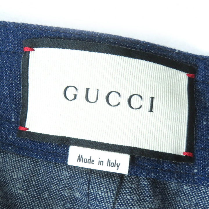 Excellent GUCCI skirt Web line GG logo button Denim Indigo blue Women 38 521009