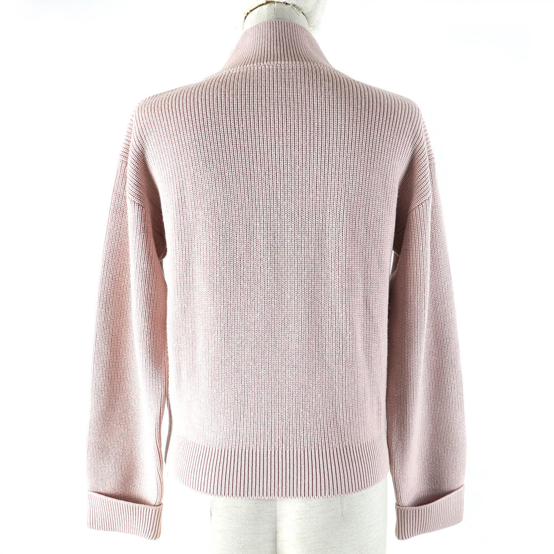 Pristine FOXEY cardigan Robin ZIP UP Driver's Knit Jacket Antique beige Women 40 42604