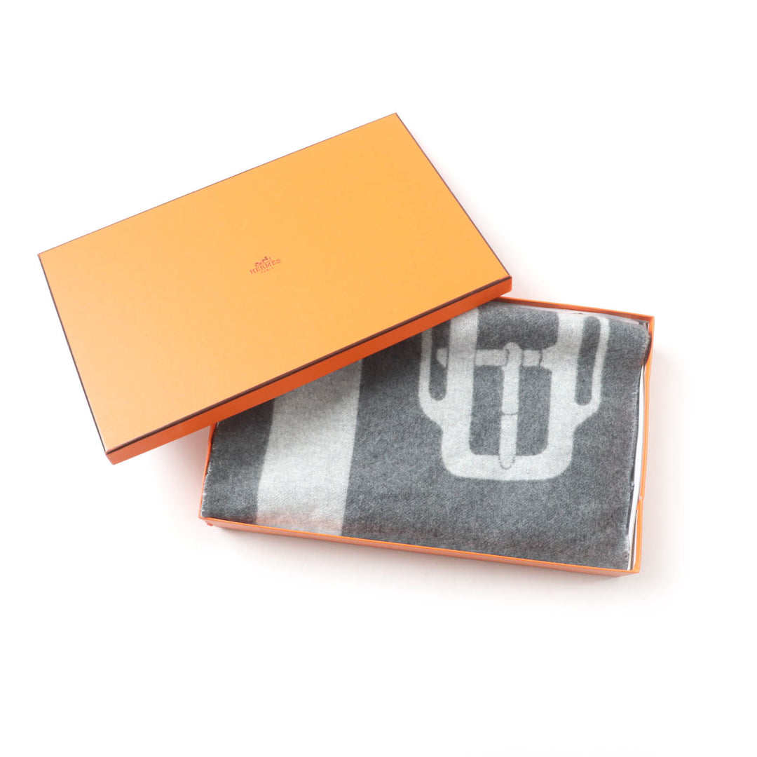 Excellent HERMES Scarf Sangle a Bookle With fringe cashmere Women