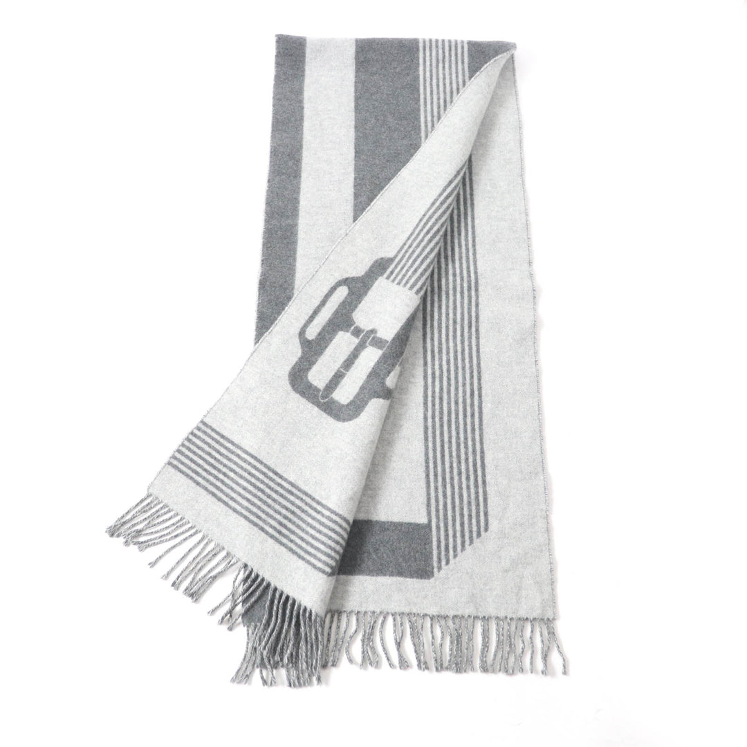 Excellent HERMES Scarf Sangle a Bookle With fringe cashmere Women