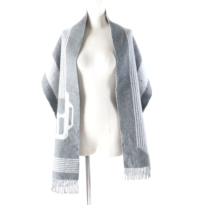 Excellent HERMES Scarf Sangle a Bookle With fringe cashmere Women