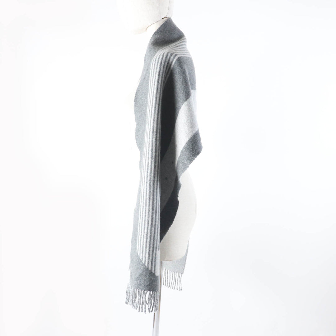 Excellent HERMES Scarf Sangle a Bookle With fringe cashmere Women