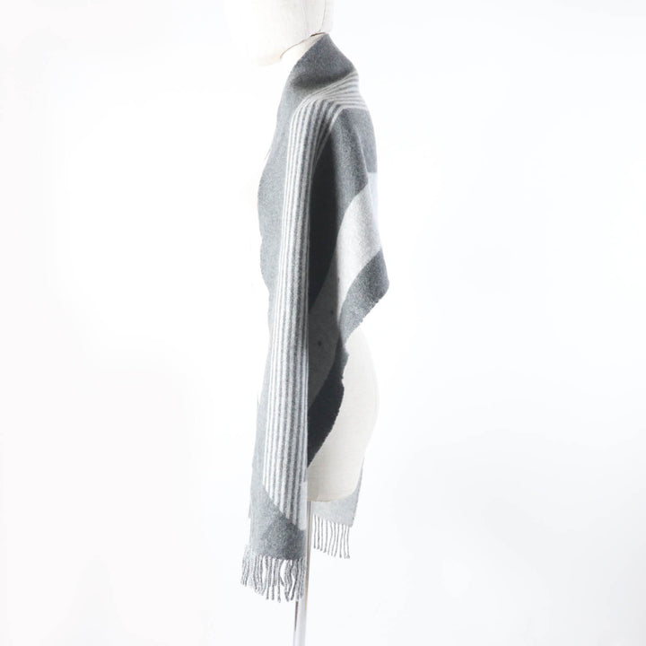 Excellent HERMES Scarf Sangle a Bookle With fringe cashmere Women