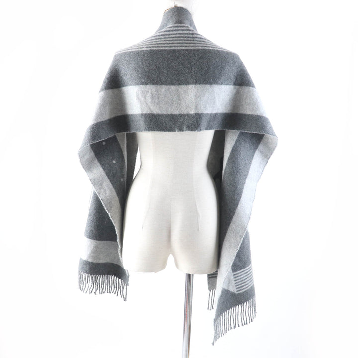 Excellent HERMES Scarf Sangle a Bookle With fringe cashmere Women