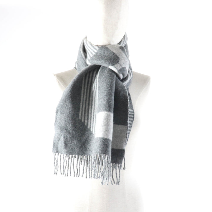 Excellent HERMES Scarf Sangle a Bookle With fringe cashmere Women