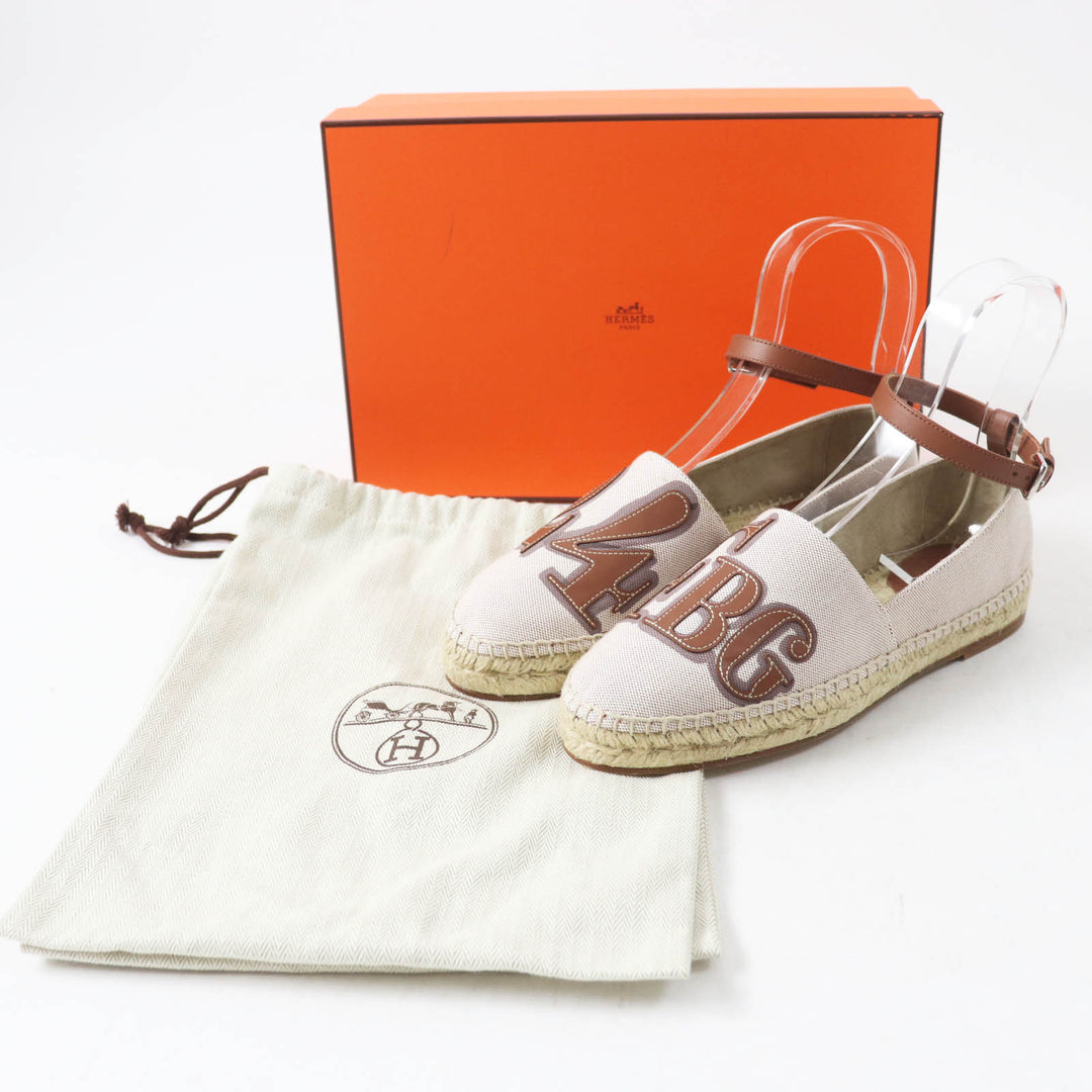 Pristine HERMES Slip-on Indirizzo Van Quatre Faubourg Patch Tower ash Women 37