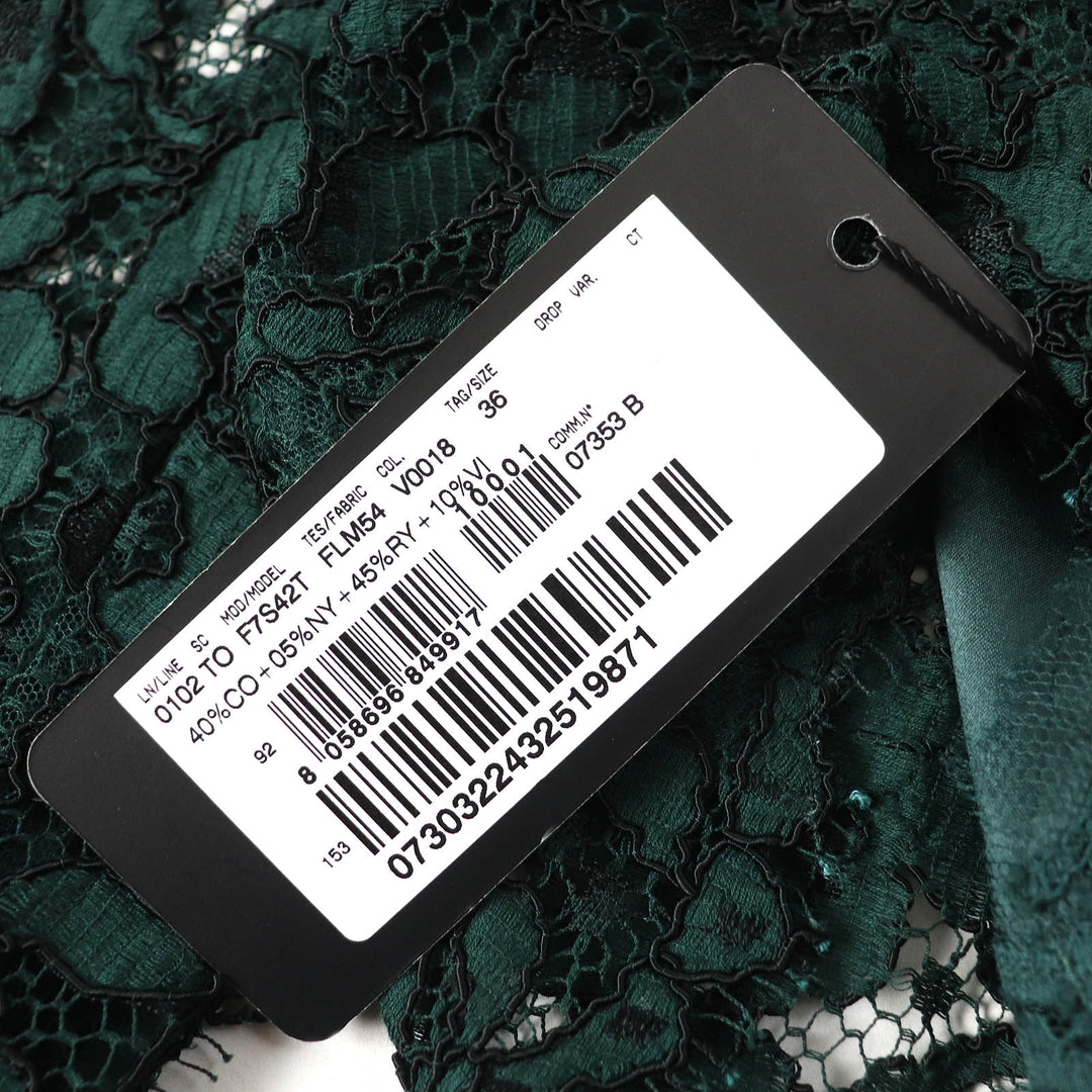Pristine DOLCE&GABBANA T-shirt Black tag, camisole included, all lace, long sleeves green Rayon Women 36
