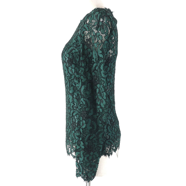Pristine DOLCE&GABBANA T-shirt Black tag, camisole included, all lace, long sleeves green Rayon Women 36