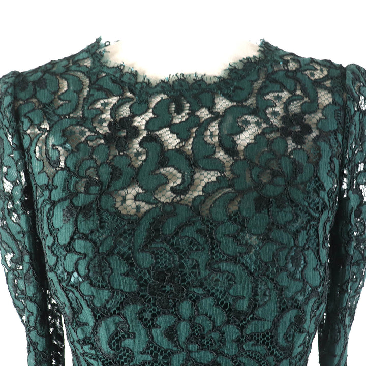 Pristine DOLCE&GABBANA T-shirt Black tag, camisole included, all lace, long sleeves green Rayon Women 36