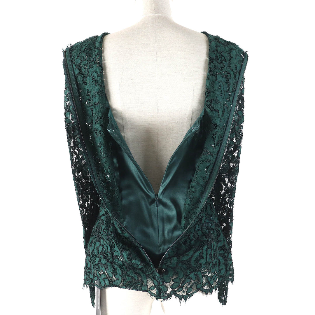 Pristine DOLCE&GABBANA T-shirt Black tag, camisole included, all lace, long sleeves green Rayon Women 36