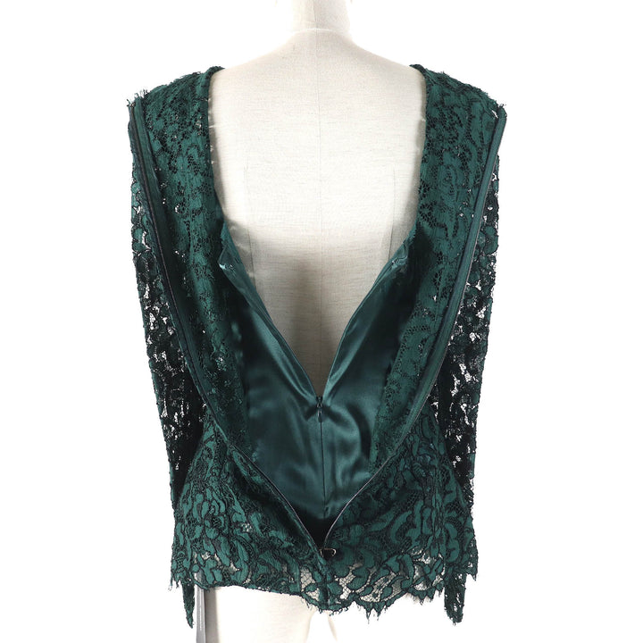 Pristine DOLCE&GABBANA T-shirt Black tag, camisole included, all lace, long sleeves green Rayon Women 36