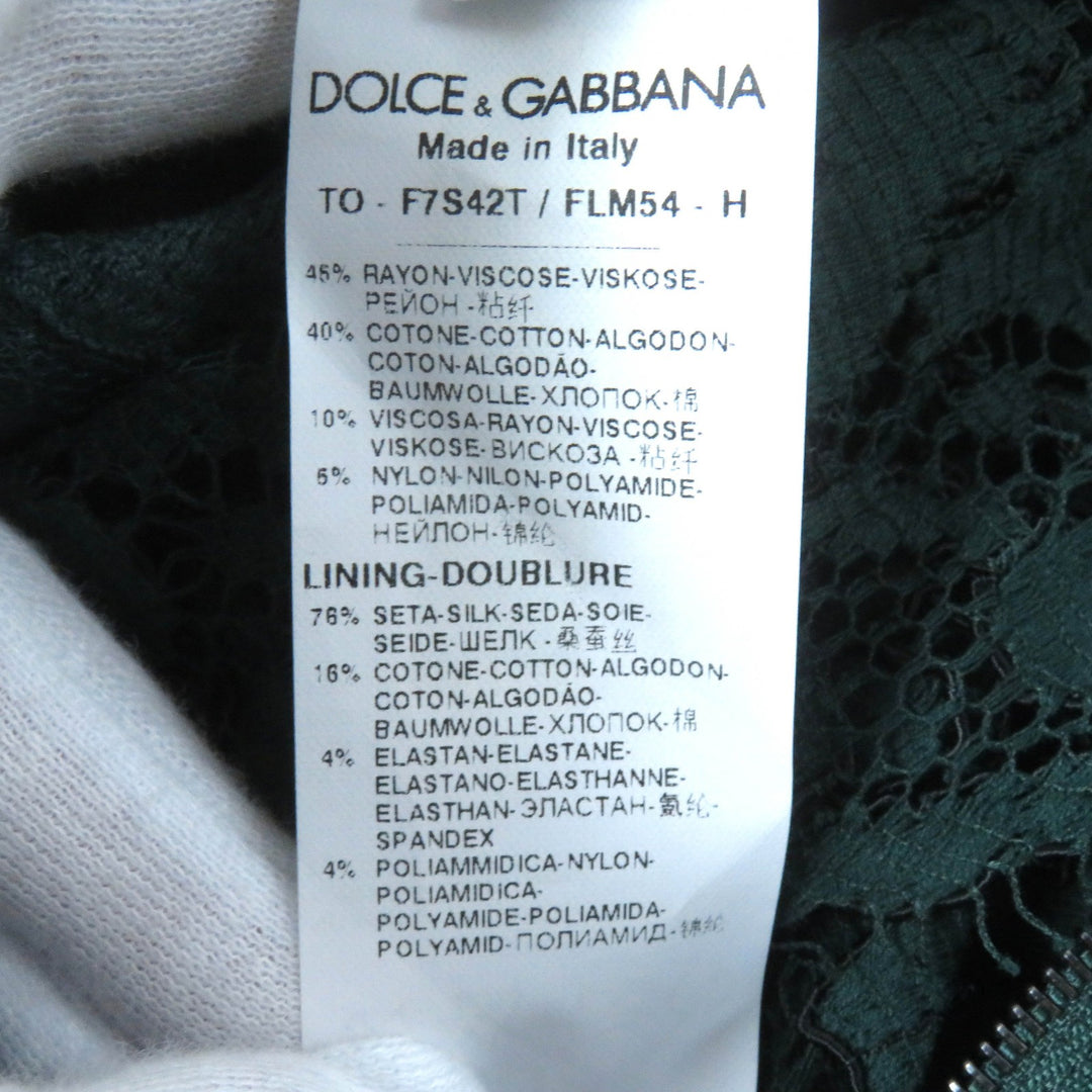 Pristine DOLCE&GABBANA T-shirt Black tag, camisole included, all lace, long sleeves green Rayon Women 36