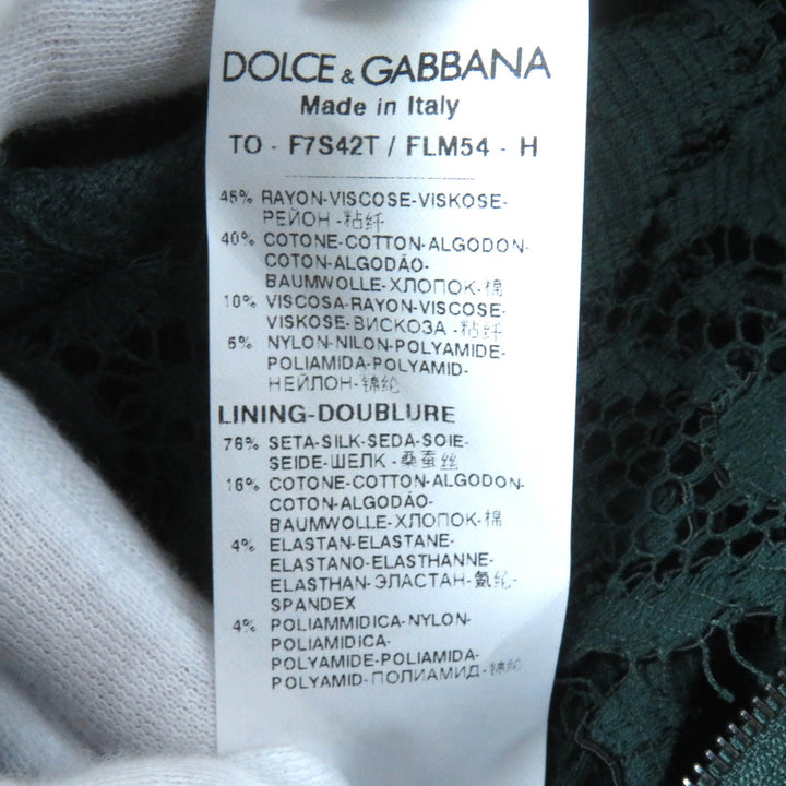 Pristine DOLCE&GABBANA T-shirt Black tag, camisole included, all lace, long sleeves green Rayon Women 36
