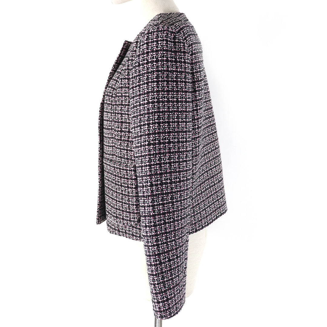 Pristine COACH collarless jacket Signature lining Black Pink White XS CO841