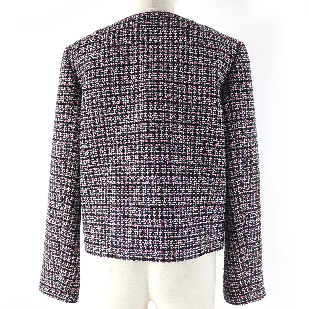 Pristine COACH collarless jacket Signature lining Black Pink White XS CO841