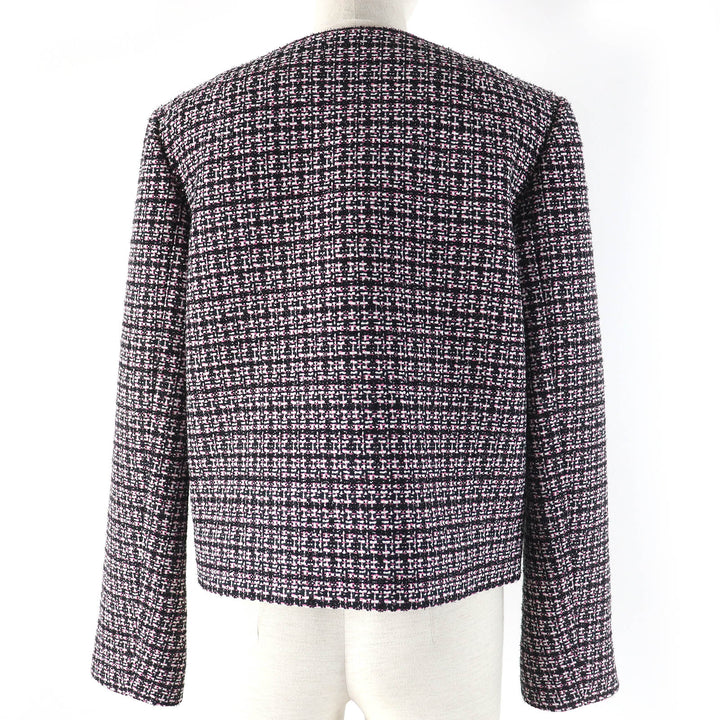 Pristine COACH collarless jacket Signature lining Black Pink White XS CO841
