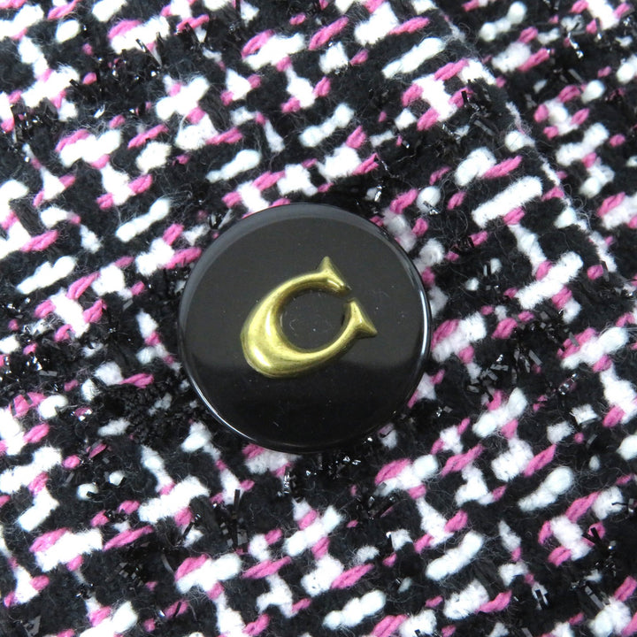 Pristine COACH collarless jacket Signature lining Black Pink White XS CO841