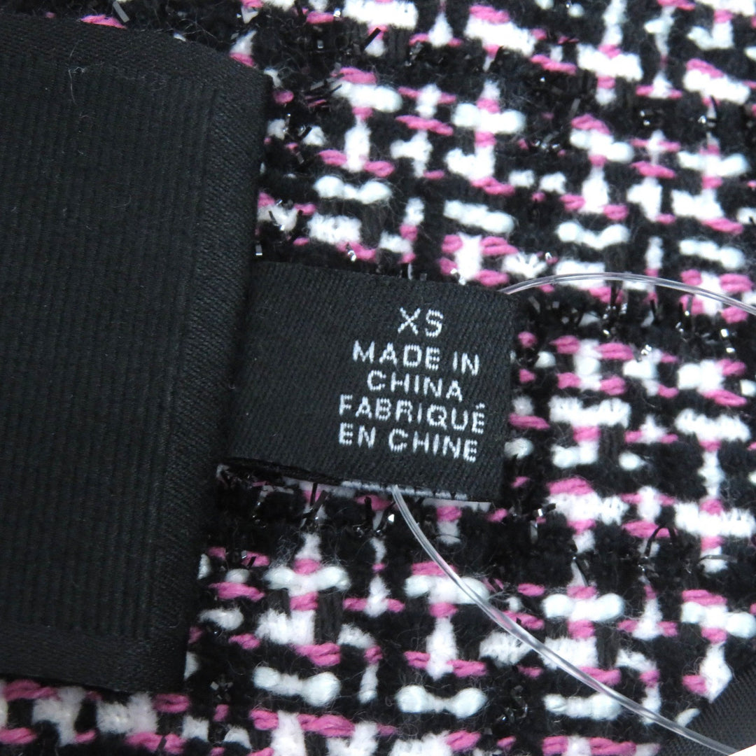 Pristine COACH collarless jacket Signature lining Black Pink White XS CO841