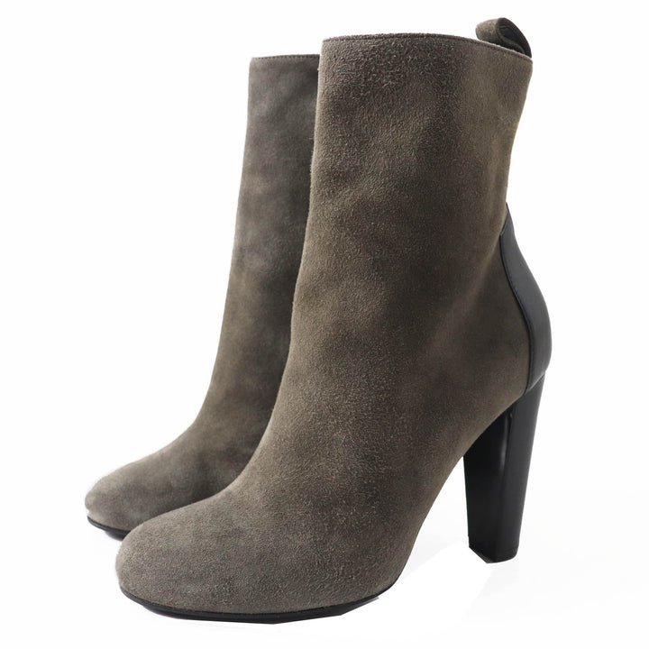Great HERMES short boots Bicolor side zip Gray black Suede leather Women 37