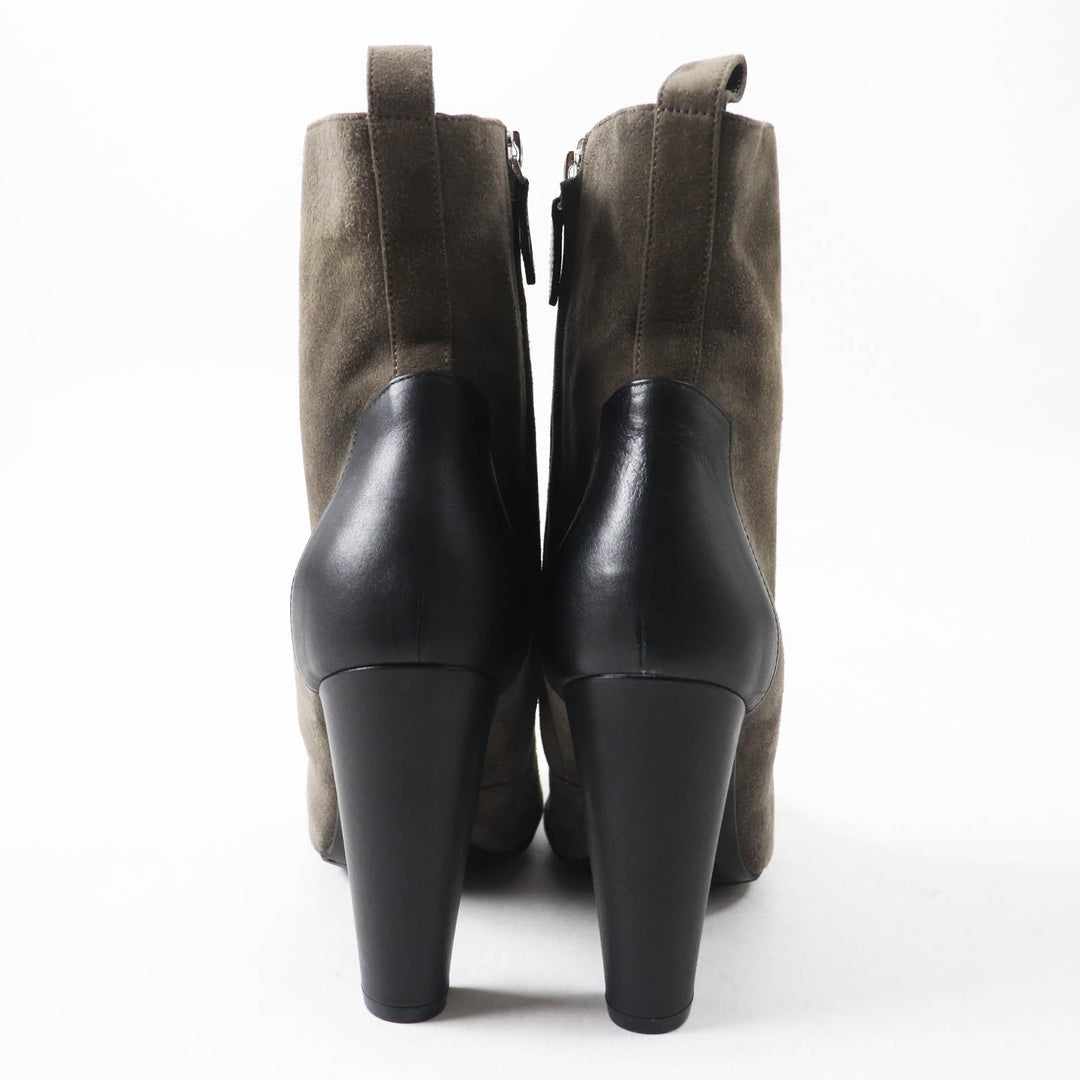 Great HERMES short boots Bicolor side zip Gray black Suede leather Women 37