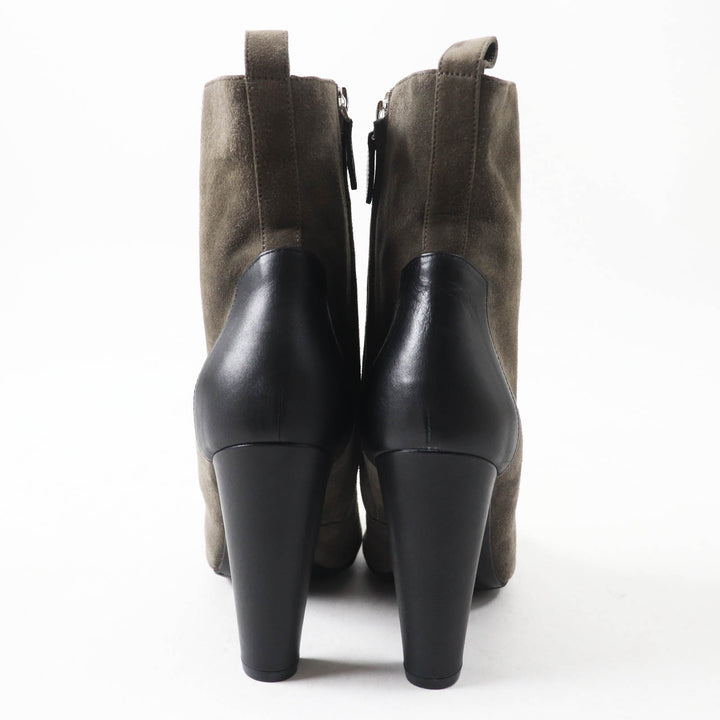 Great HERMES short boots Bicolor side zip Gray black Suede leather Women 37
