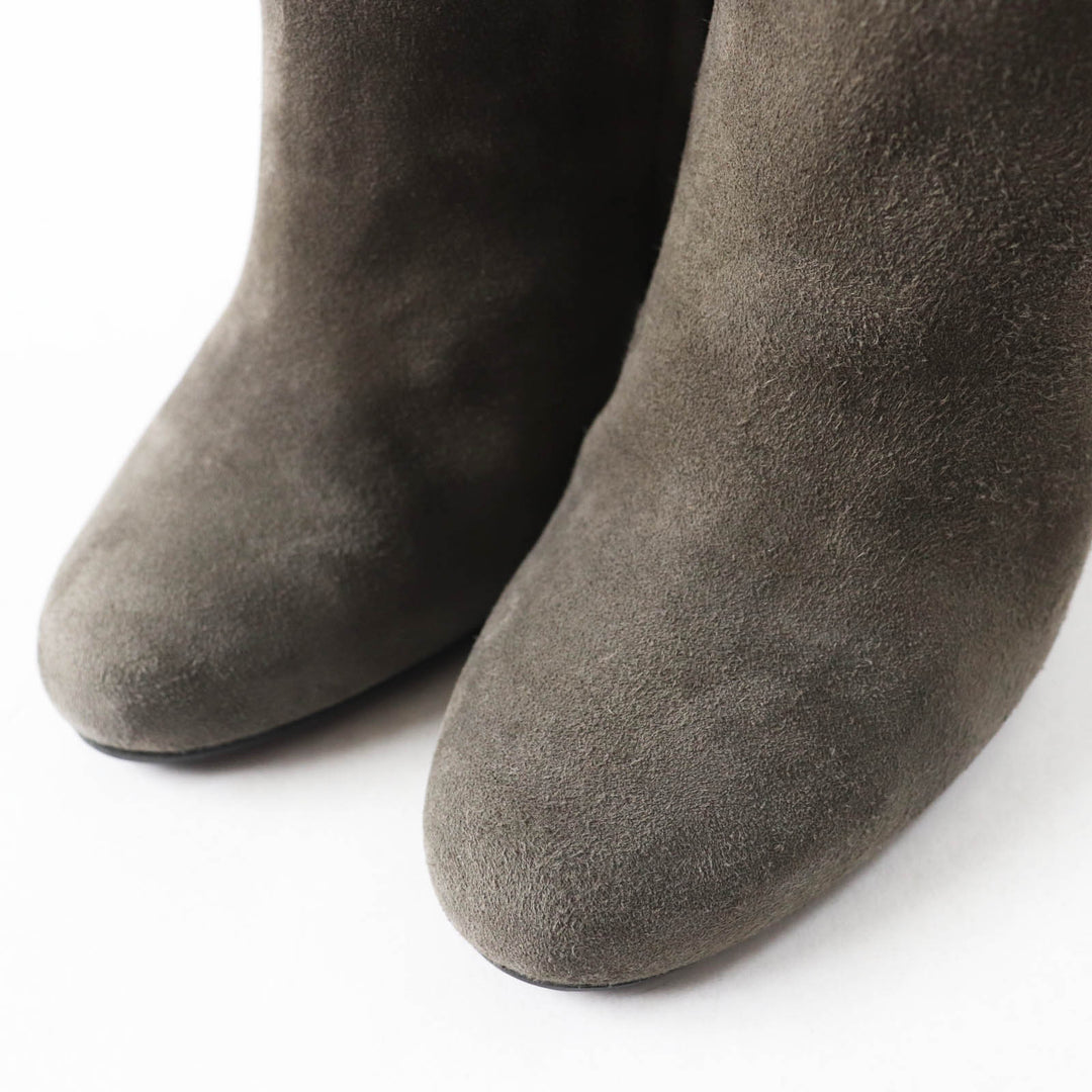 Great HERMES short boots Bicolor side zip Gray black Suede leather Women 37