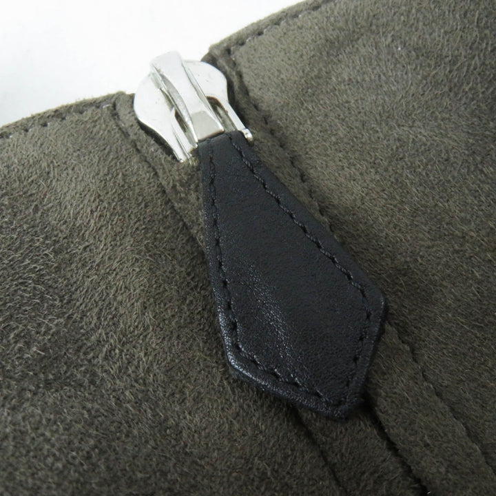 Great HERMES short boots Bicolor side zip Gray black Suede leather Women 37